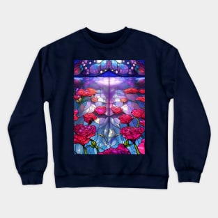 Beautiful Colorful Stained Glass Roses Crewneck Sweatshirt